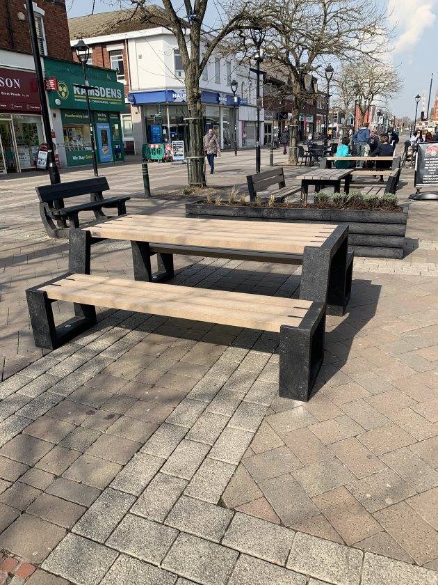 Goole Town Centre Street Furniture Goplastic 100 recycled NBS Source
