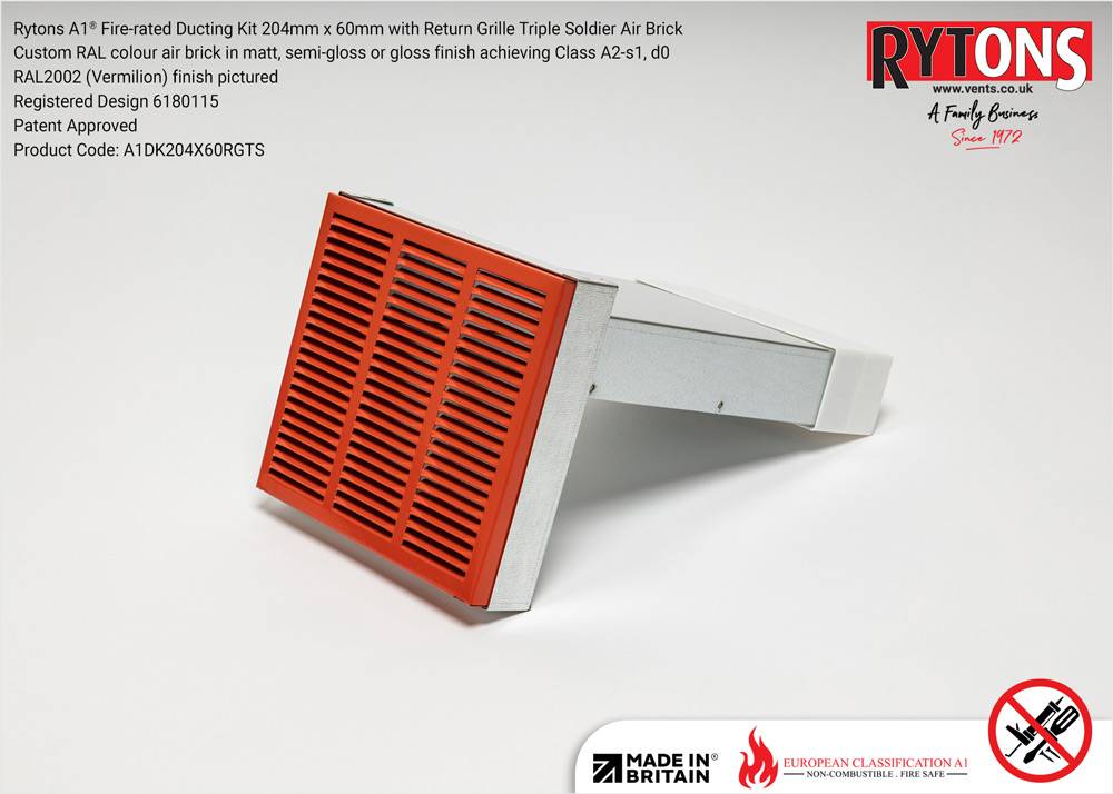 Rytons A1® Firerated Soldier Ducting Kit 204 x 60 mm with Triple