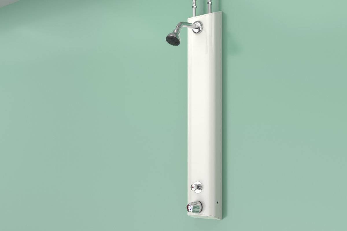 Shower Assembly with Timed Flow and Temp. Controls and Swivel Head