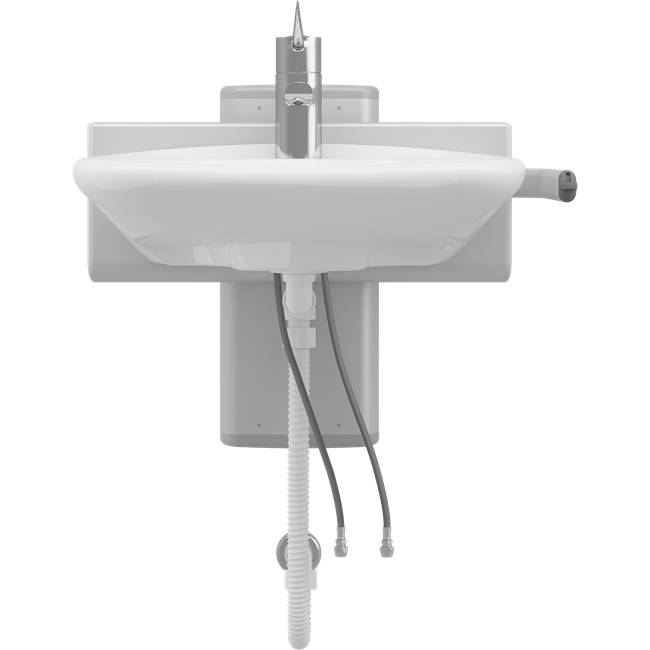 Adjustable height gasassisted Plus bathroom basin. Complete package