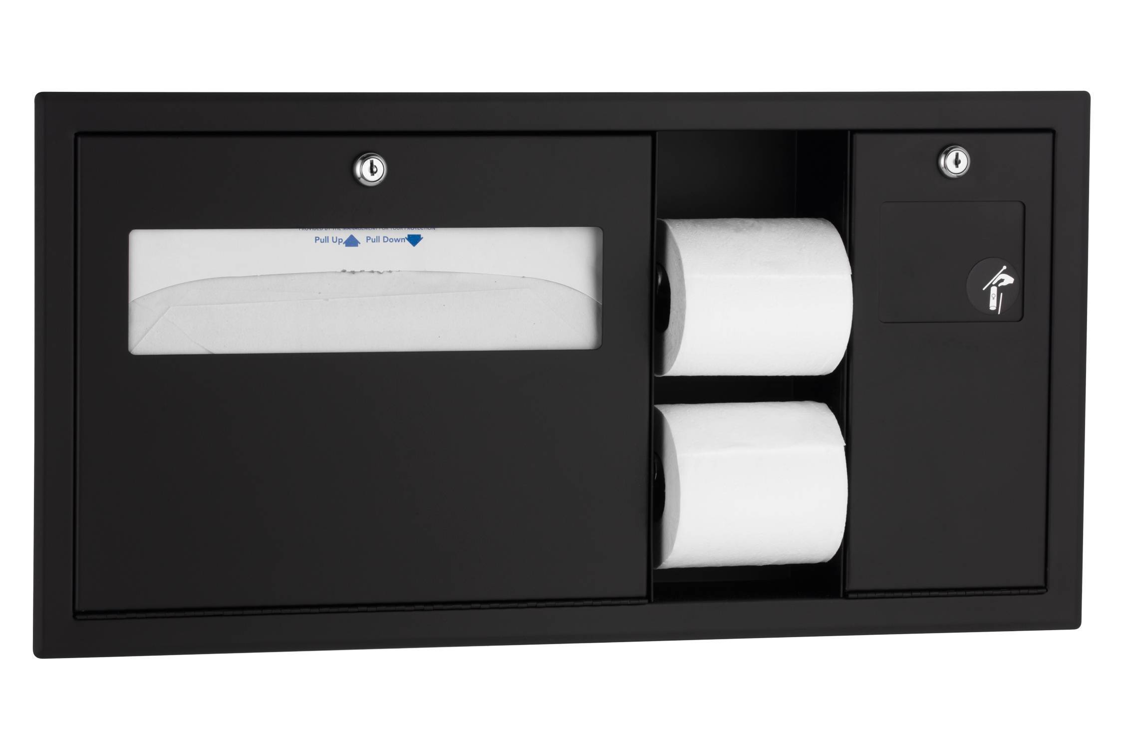 RecessedMounted Toilet Tissue, SeatCover Dispenser and Waste Disposal
