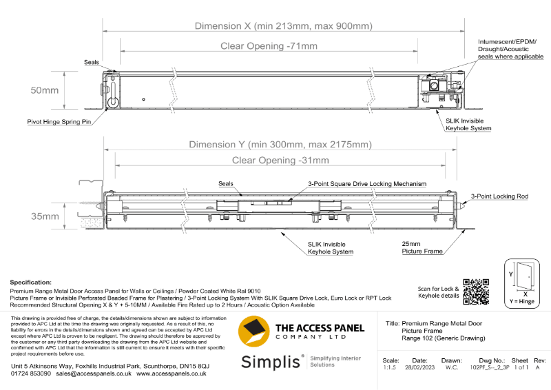 Premium Range Metal Door Picture Frame Technical Drawing The Access