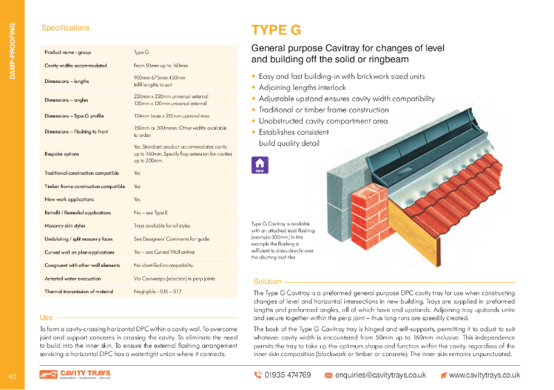 Cavity Trays Ltd Type G horizontal cavity tray lean to flat roof Cavity Trays Ltd NBS Source
