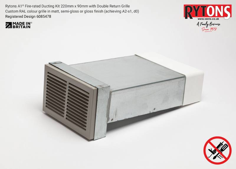 Rytons A1 Firerated Straight Ducting Kit 220 x 90 mm with Double Air