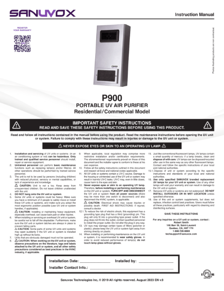 Instruction Manual for P900 (EN) | NBS Source