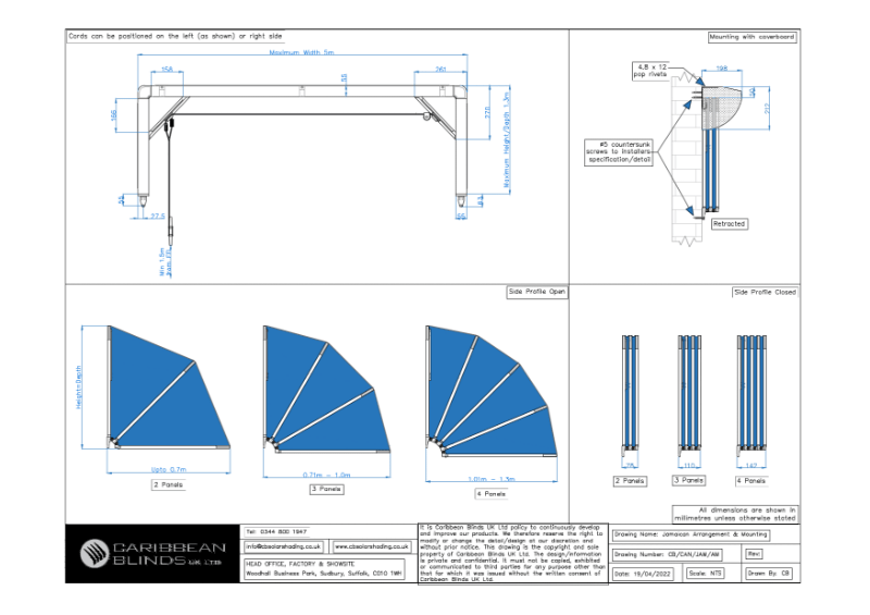 CB Jamaican Blind General Arrangement & Mounting Window Canopy
