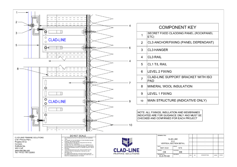 CL3 Vertical Section Technical Drawing CladLine Framing Solutions