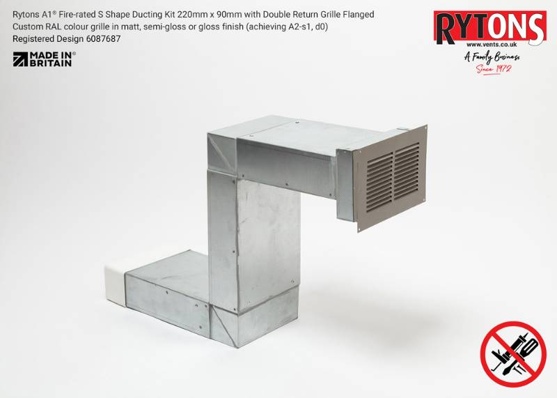 Rytons A1 Firerated S Shape Ducting Kit 220 x 90 mm with Double Air