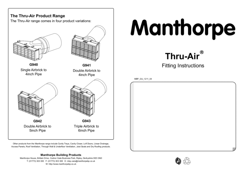 Fitting Instructions Manthorpe Building Products Ltd NBS Source