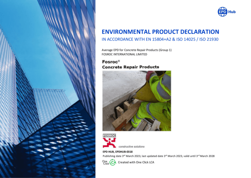 EPD Certificate for Concrete repair Group 1 Fosroc International