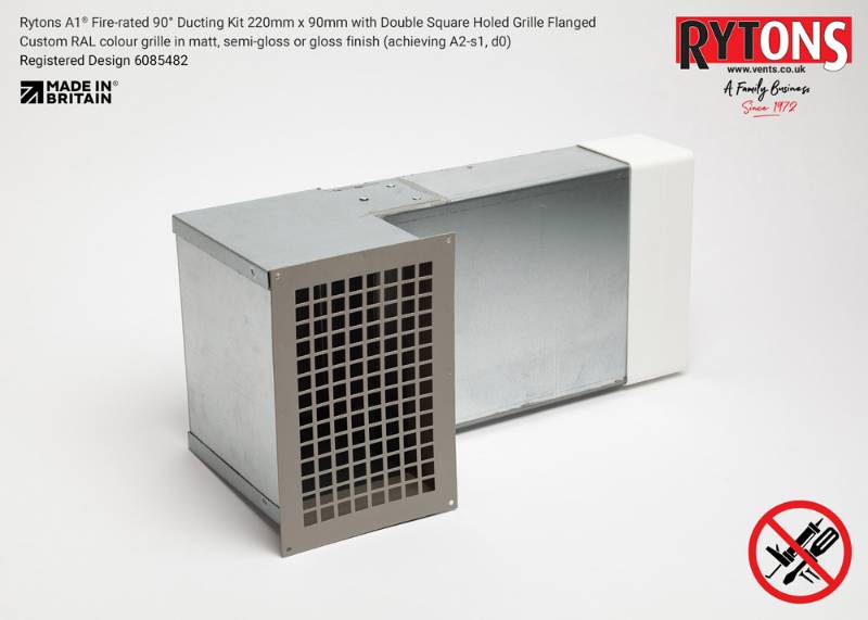 Rytons A1 Firerated 90° Ducting Kit 220 x 90 mm with Double Air Brick
