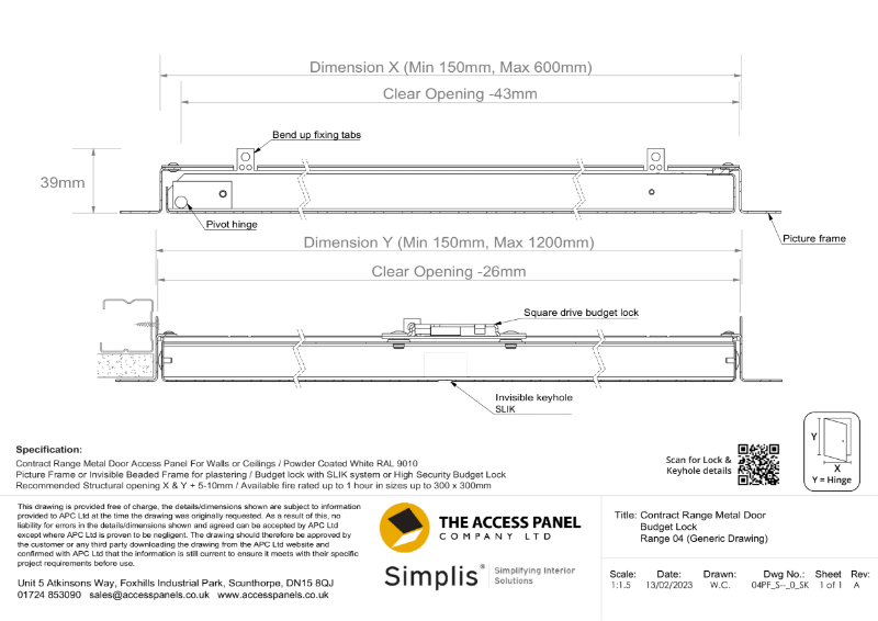 Contract Range Metal Door Technical Drawing NBS Source