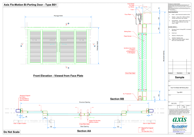 Axis FloMotion BiParting Door Type B01 (PDF) V3 NBS Source