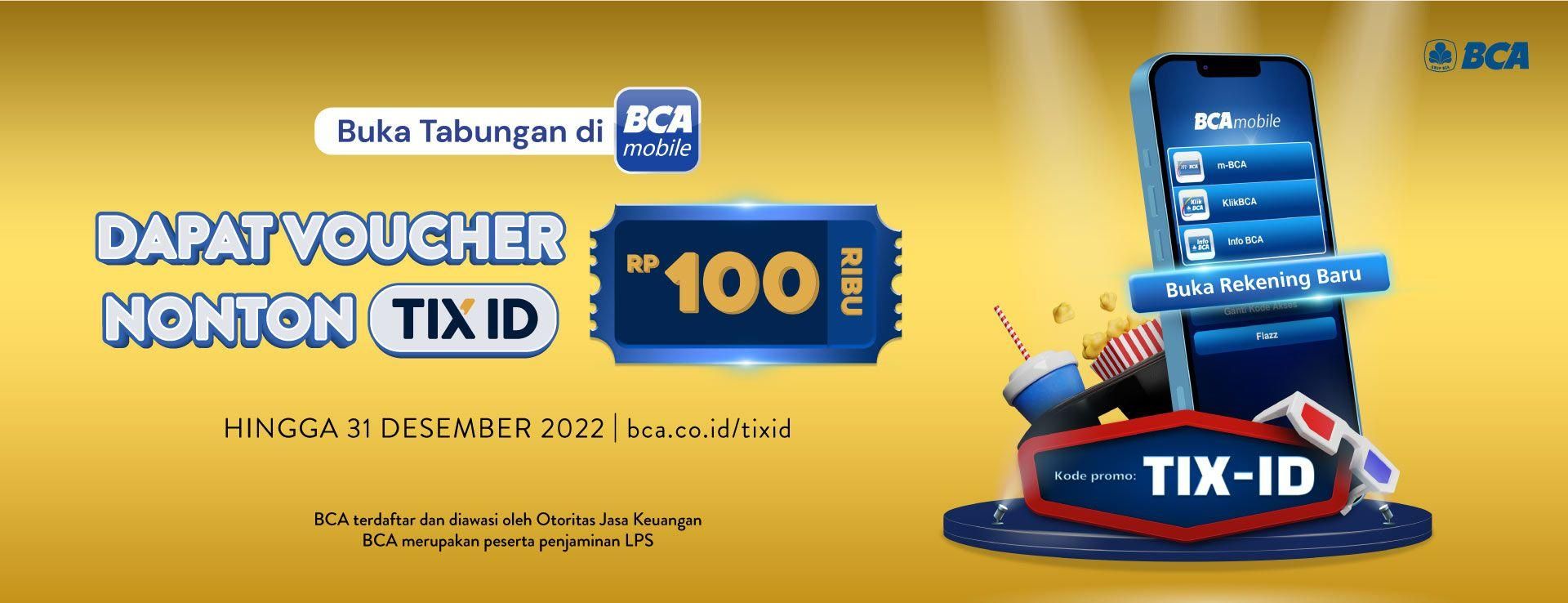 Buka Tabungan di BCA Mobile dapat voucher TIX ID Rp100.000; TIX ID