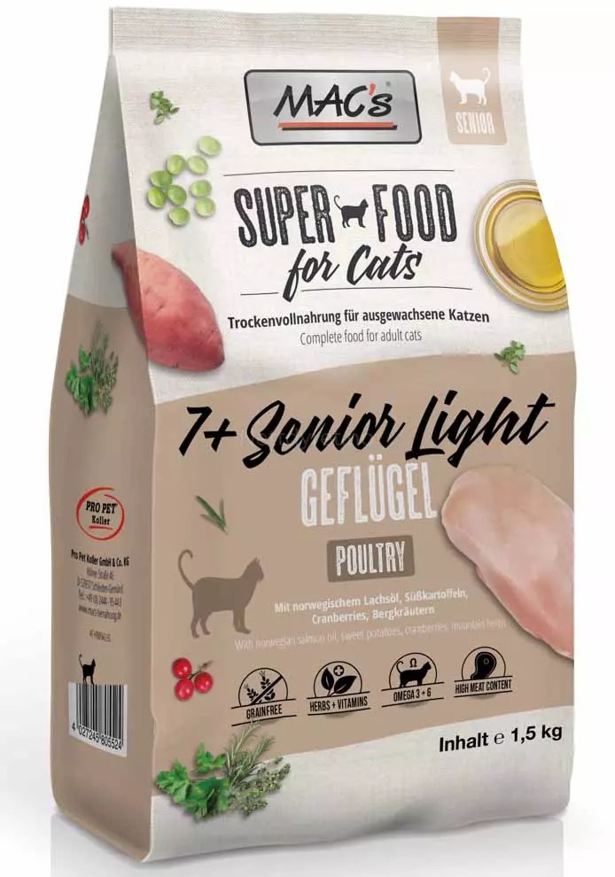 Super Food for Cats Senior/Light 1,5kg Mac's kattemat Nettdyret