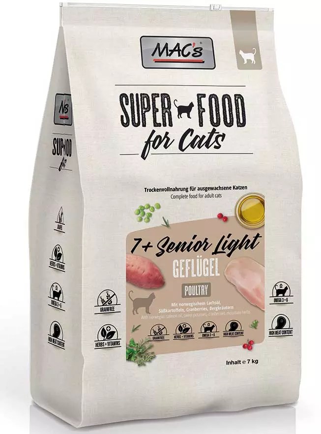 Super Food for Cats Senior/Light 2x7kg Mac's kattemat Nettdyret