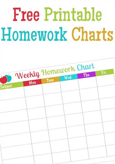 Free Homework Chart Printable - 24/7 Moms