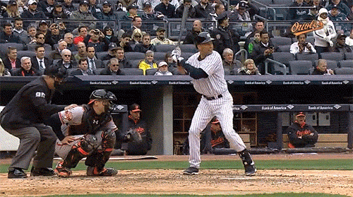 GIF Yankees' Jeter whips out homerun trot for double off the wall