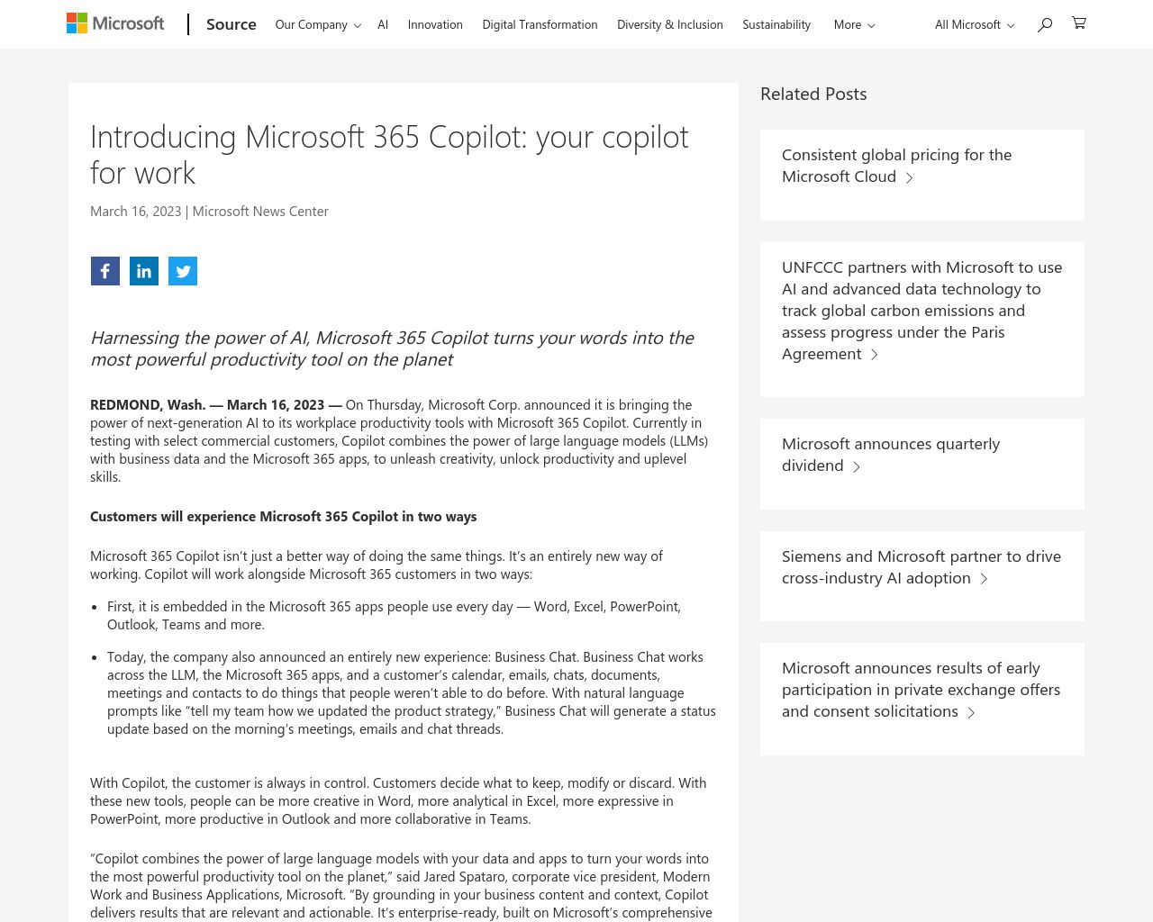 Introducing Microsoft 365 Copilot