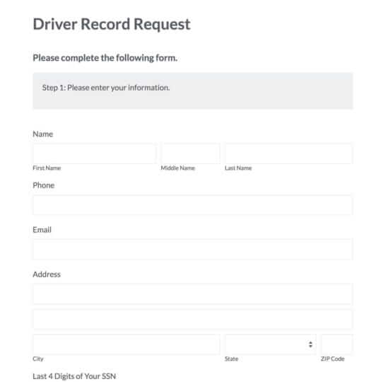 Driver Record Request Template Formstack