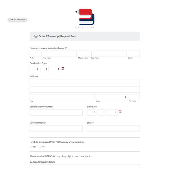 High School Transcript Request Form Template Formstack High School Transcript Request Form Template Formstack