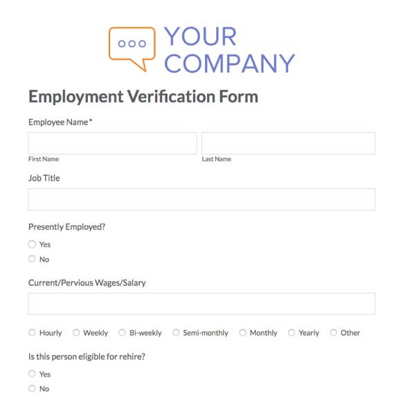Employment Verification Form Template Formstack