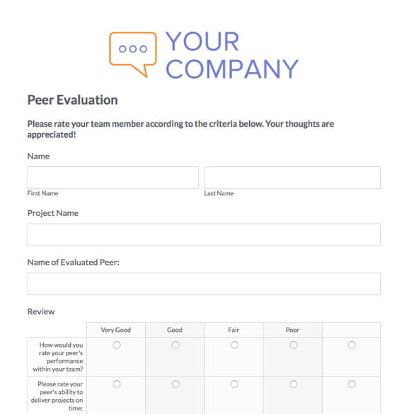 Peer Evaluation Form Template Formstack