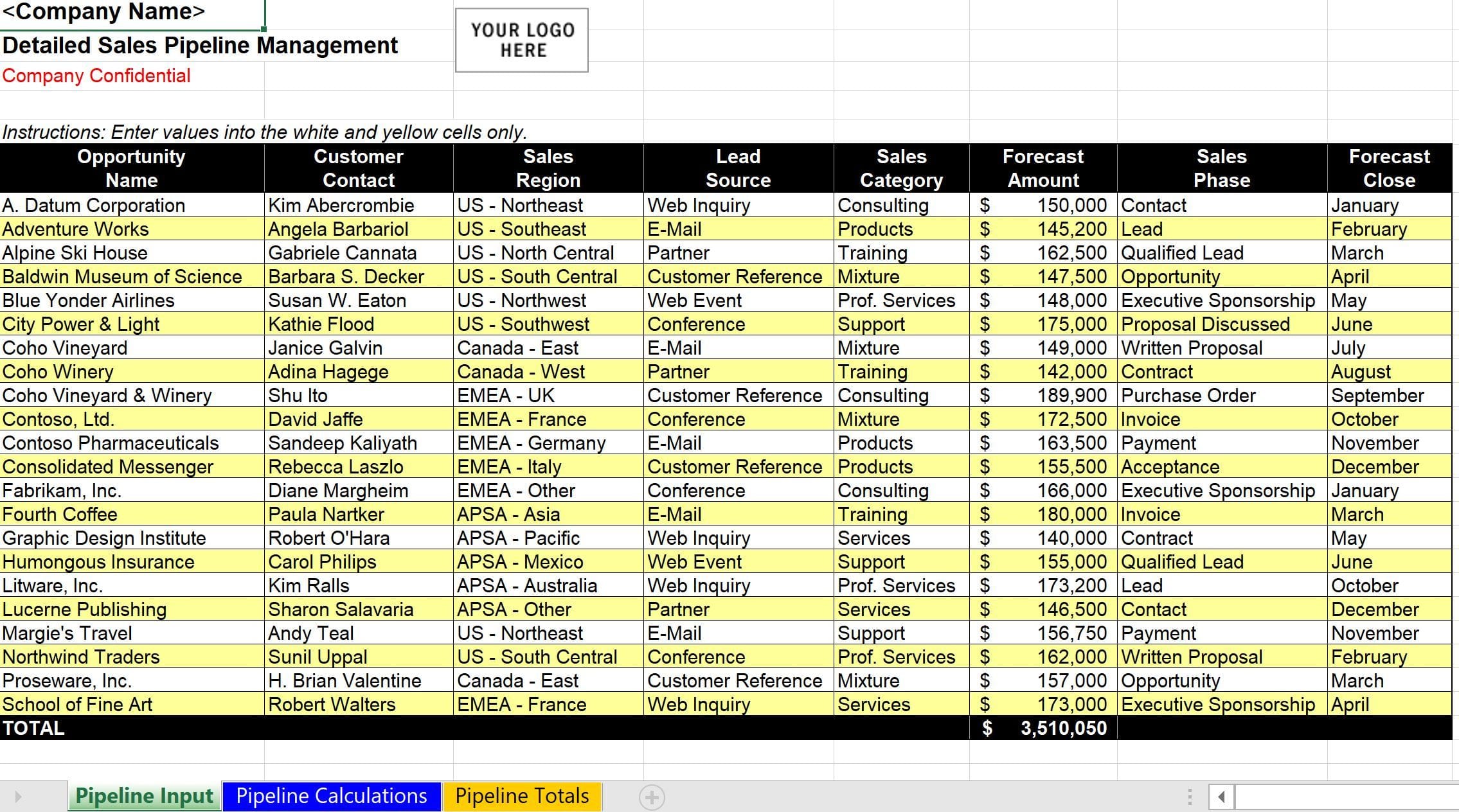 Sales Tracking Sheet Template