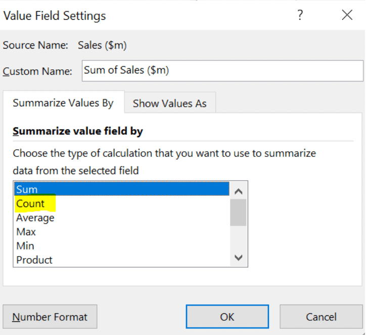 Pivot Table Options in Excel LiveFlow