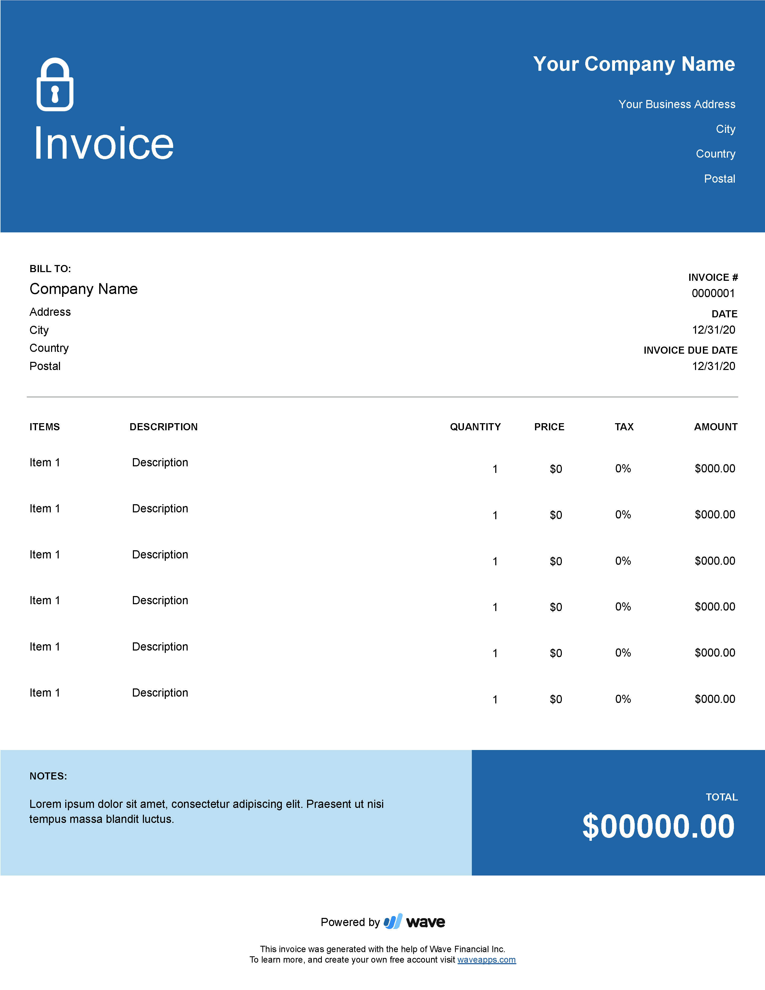 Trades and service invoice templates Wave Financial