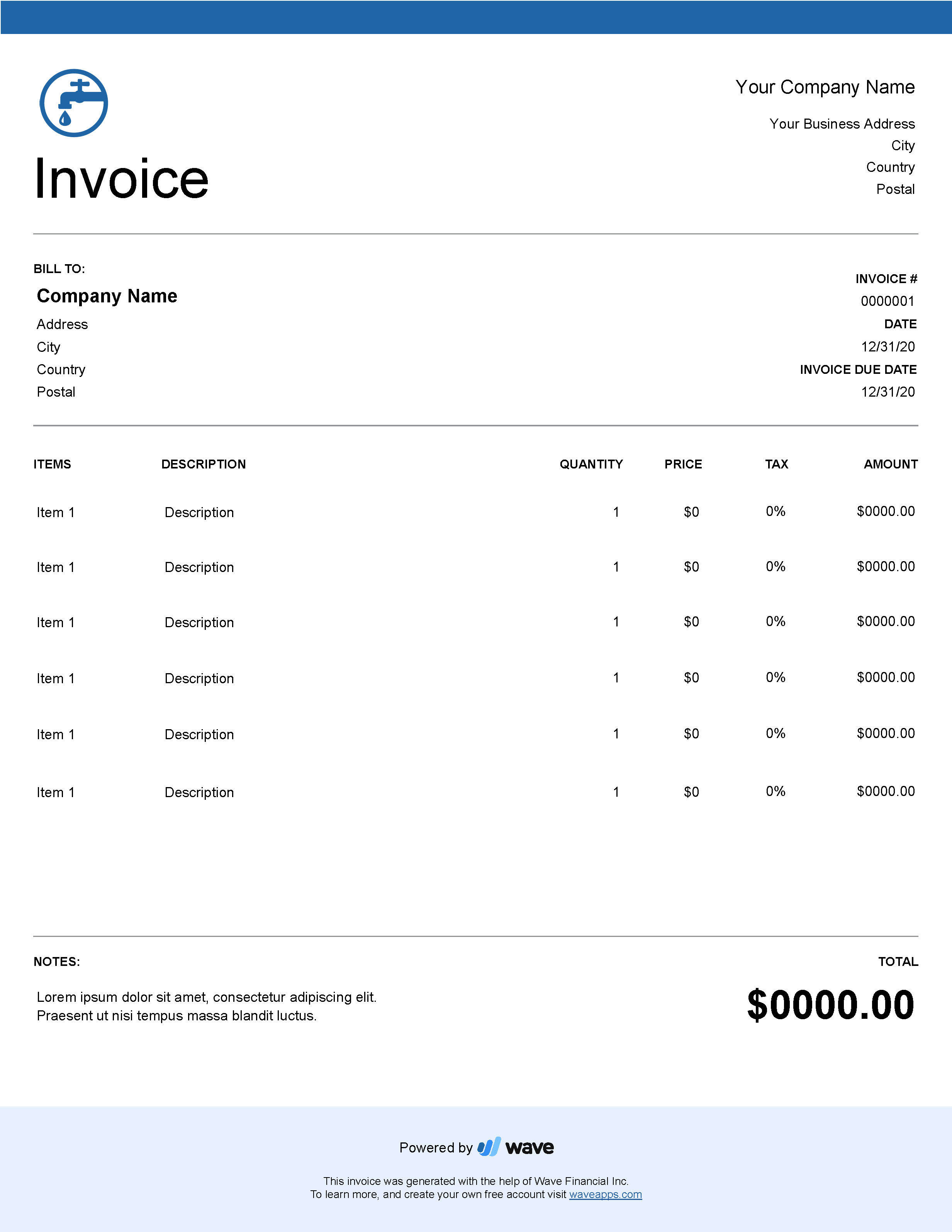 Plumber Invoice Template