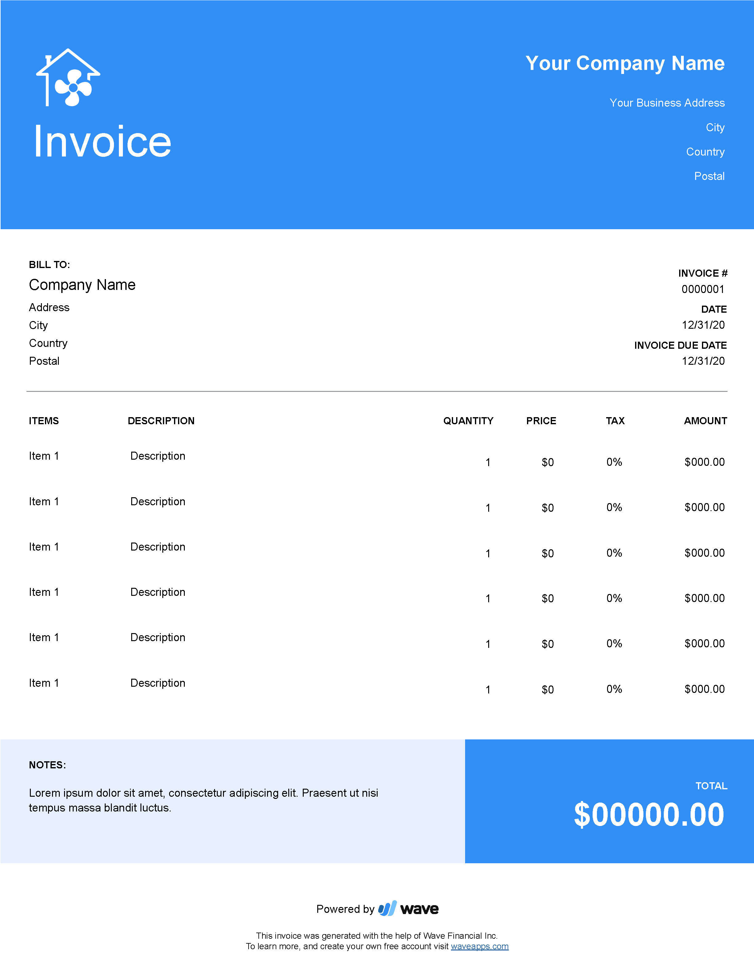 Hvac Service Order Invoice