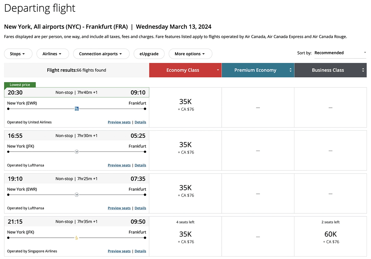 How to Book Award Flights Through Air Canada Aeroplan