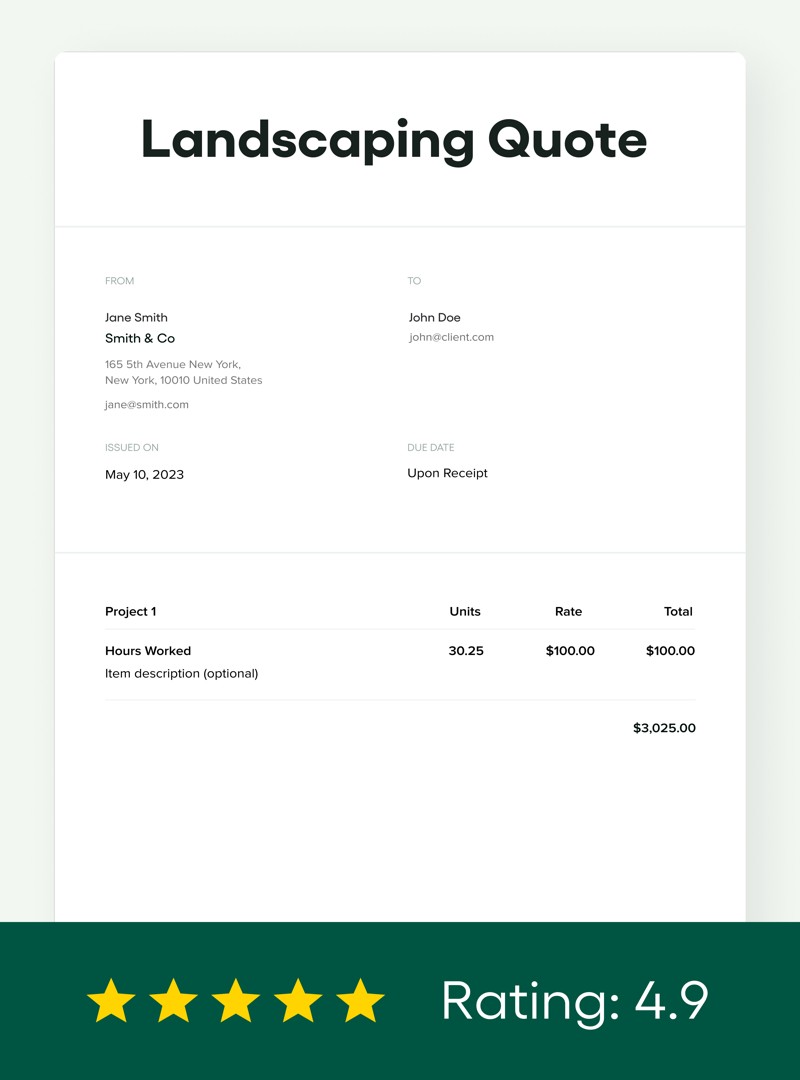 Landscaping Quote Template Free Download Bonsai