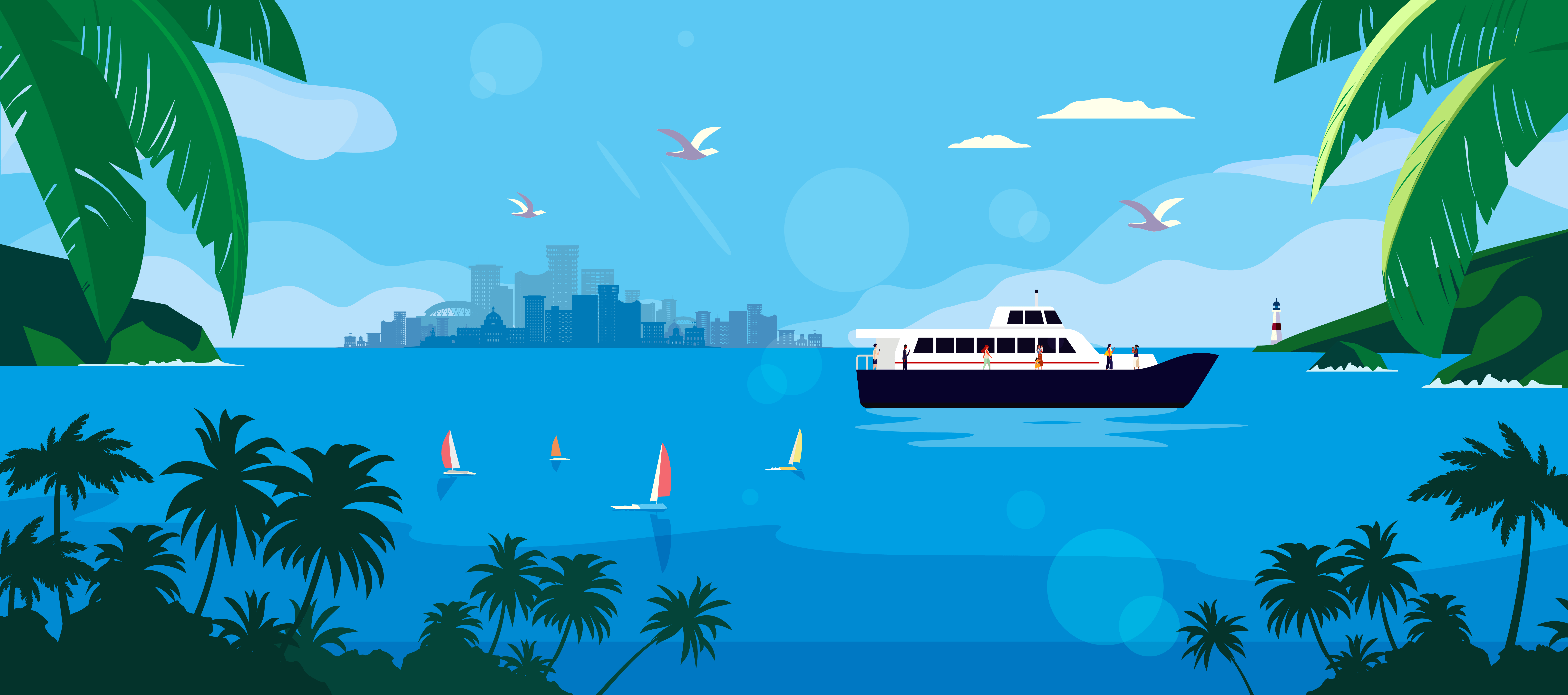 Puerto Rico Ferry anchored by Hornblower