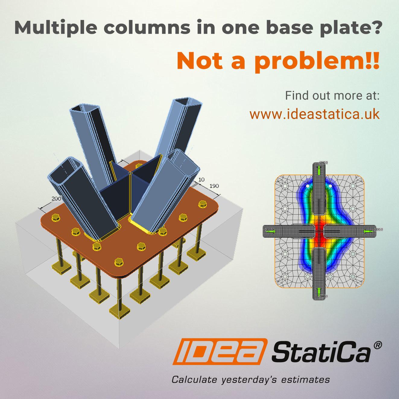 Multiple columns in one base plate? NOT A PROBLEM!! IDEA StatiCa