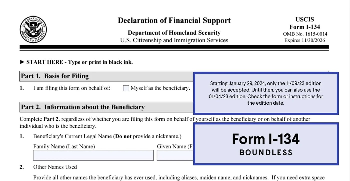 Form I134, Explained Declaration of Financial Support Form I134, Explained Declaration of Financial Support