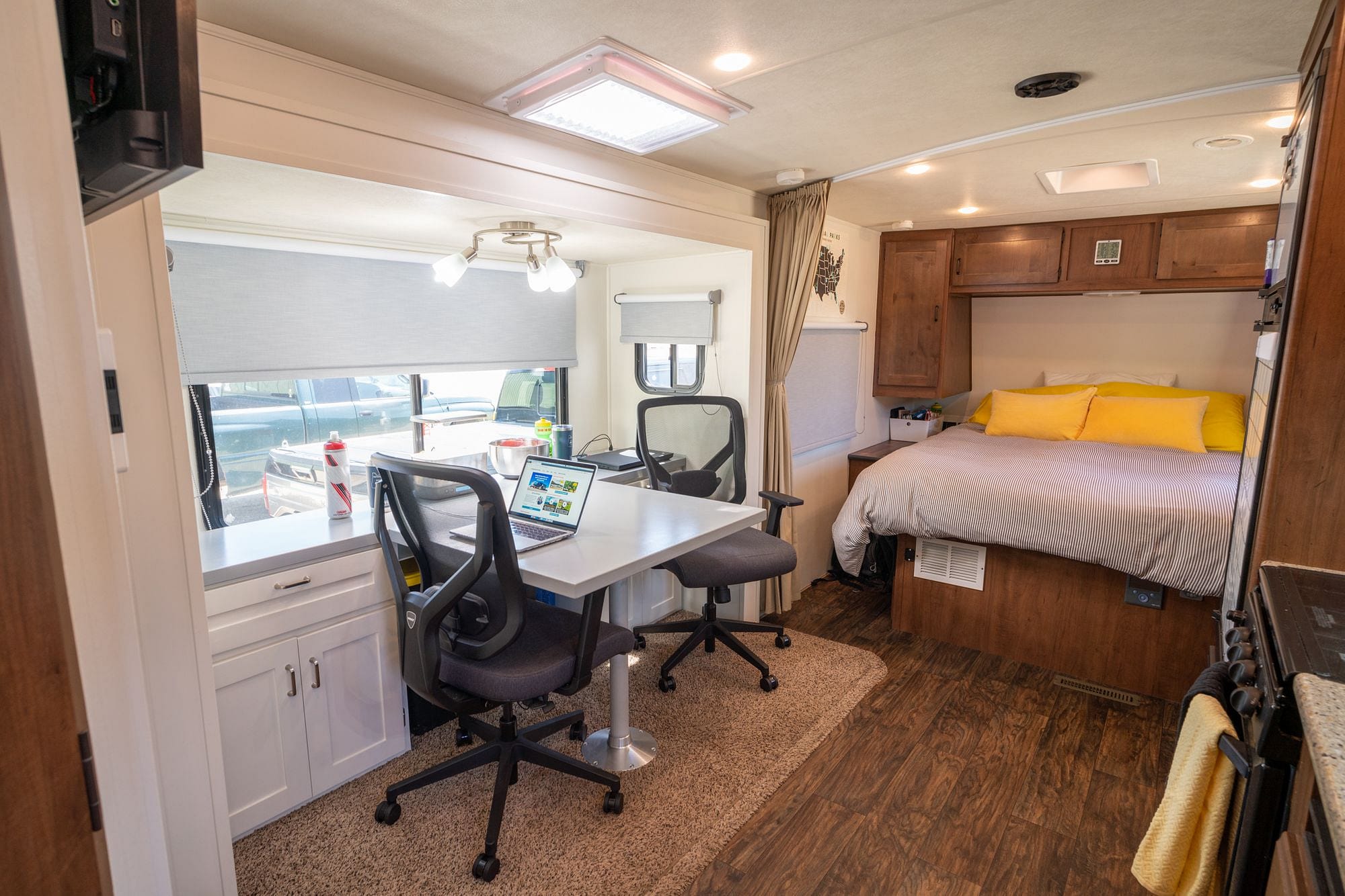 RV Remodel with Ergonomic Workspace Before & After Adventurous Way