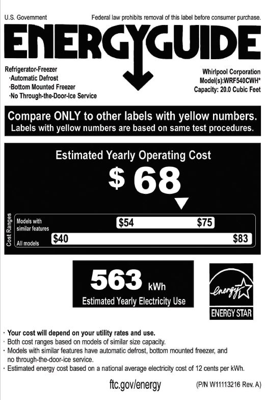 Whirlpool WRF540CWHZ 36 Inch Counter Depth French Door Refrigerator with 20 Cu. Ft. Capacity