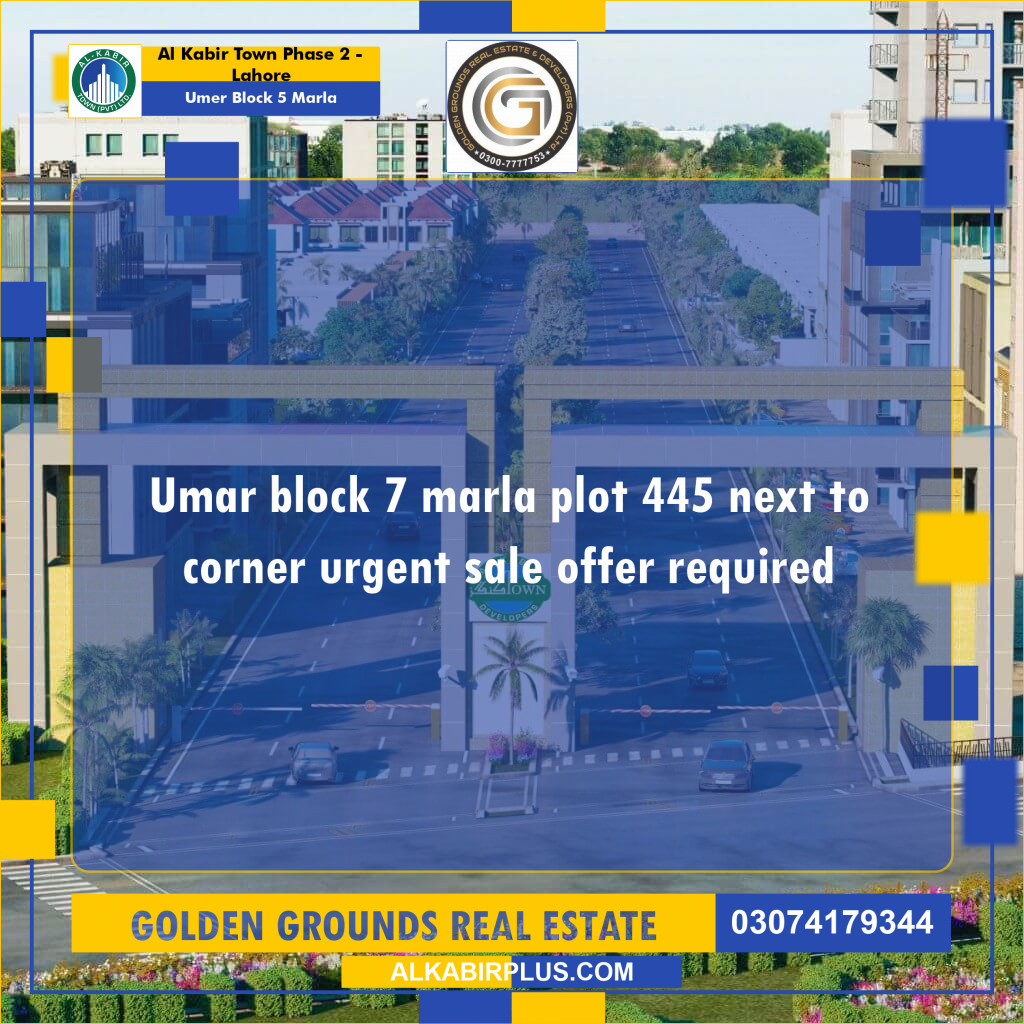 7 Marla Residential Plot for Sale in Umer Block 5 Marla Al Kabir Town