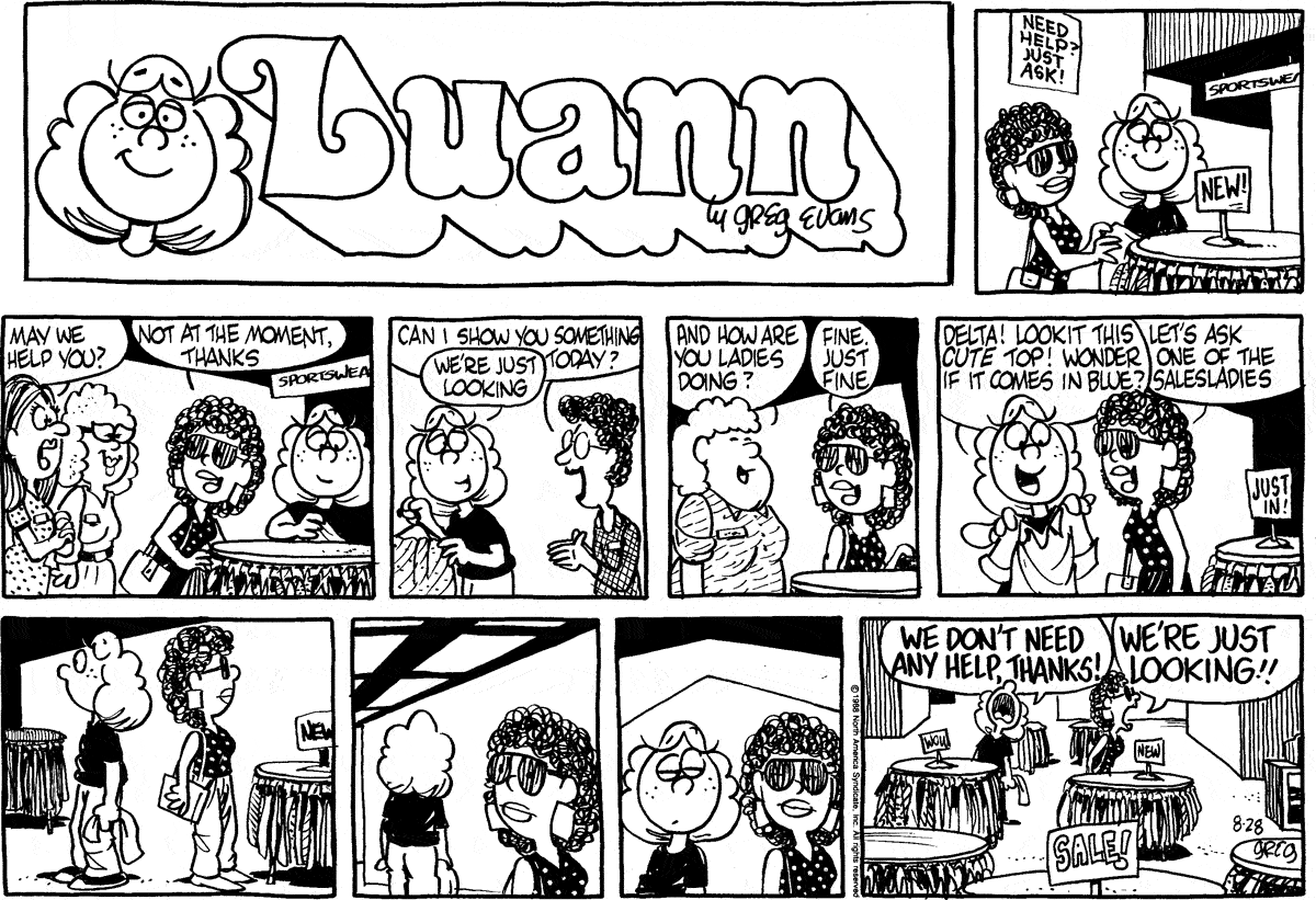 Luann By Greg Evans And Karen Evans For August 28 1988 Gocomics