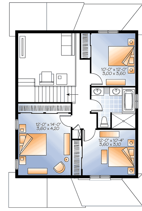 28'wide 3Bed House Plan with 2story Living Room 22339DR