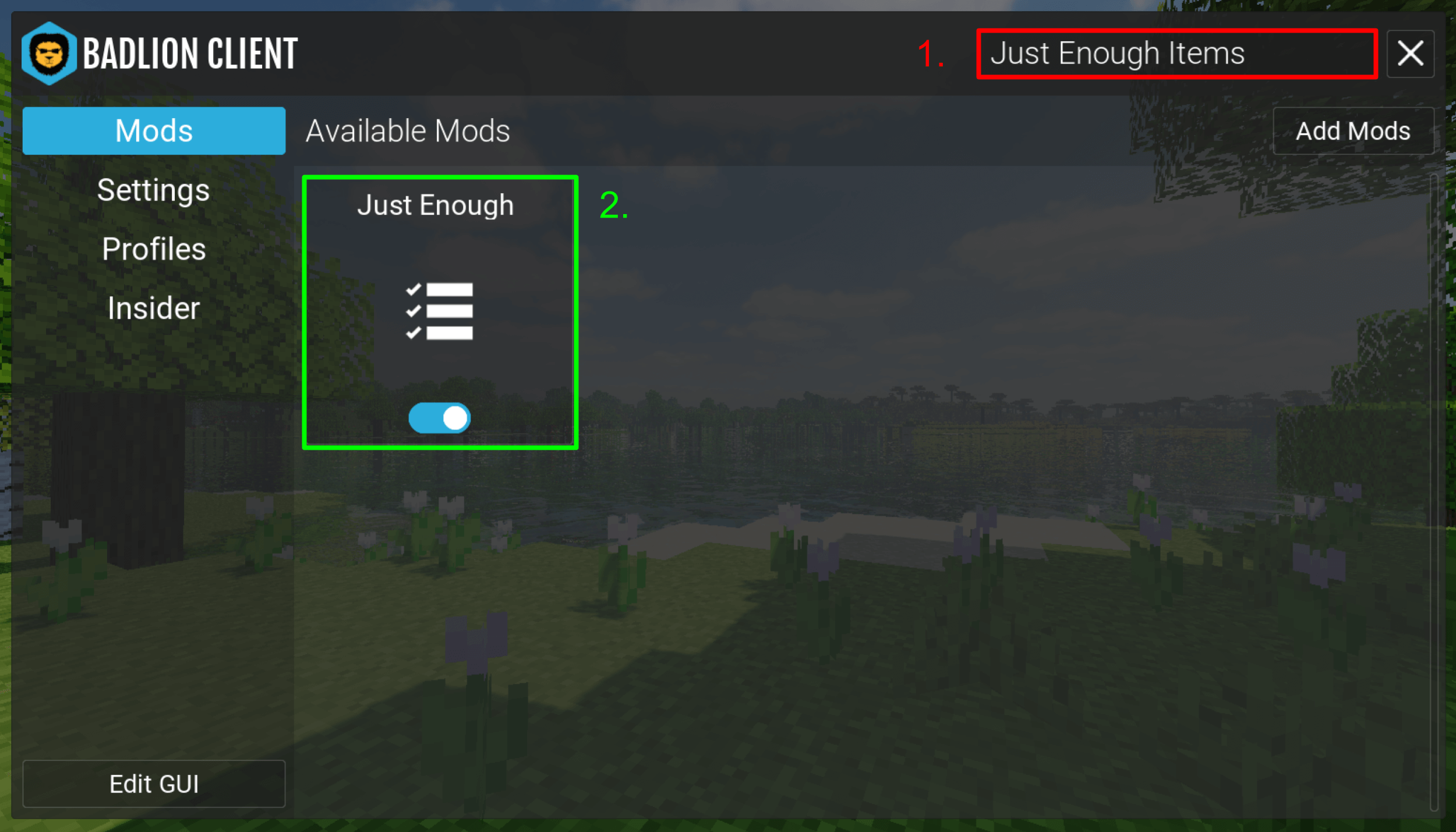 The Just Enough Items Minecraft Mod Badlion Client