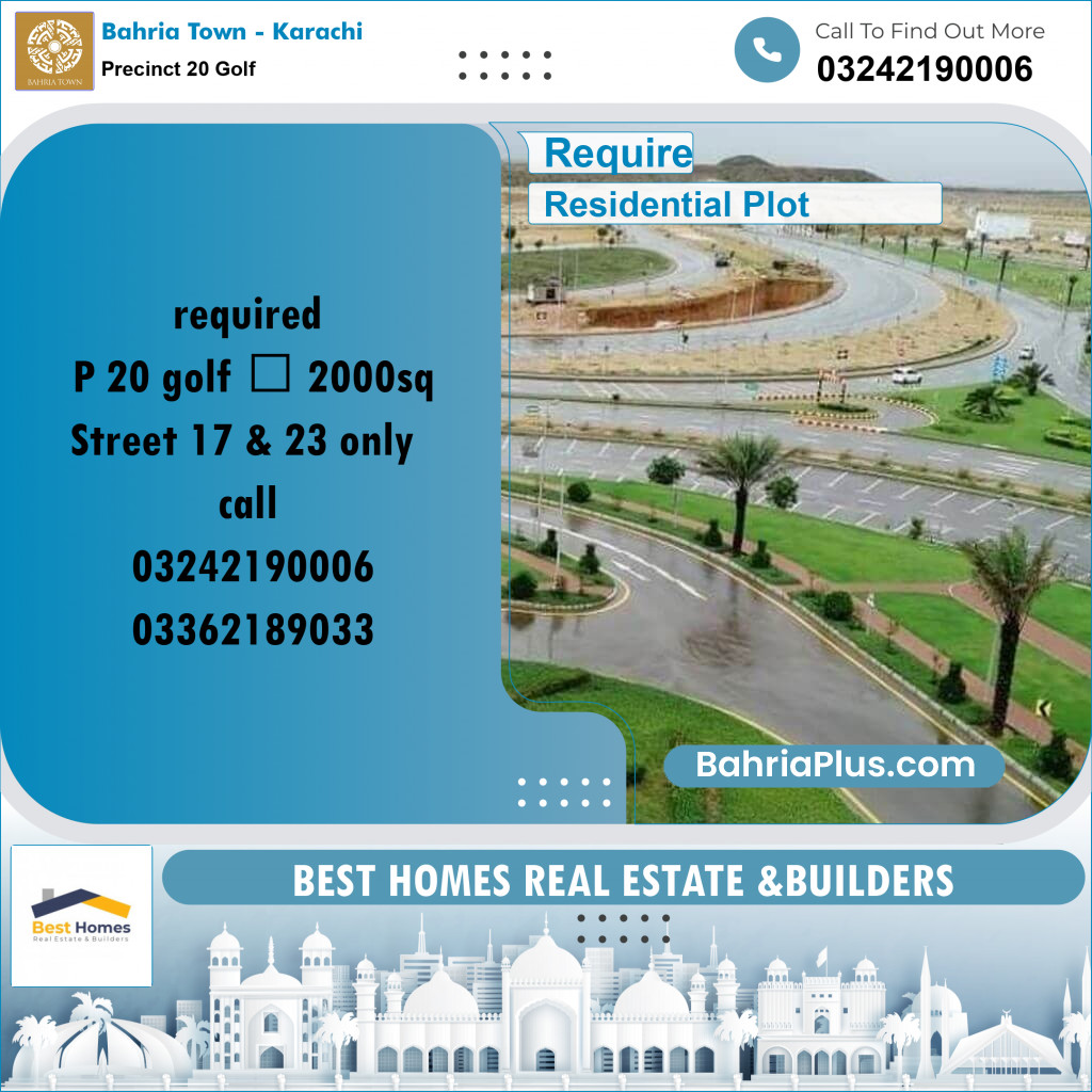 2000 Sq. Yards Required Residential Plot in Precinct 20 Golf Bahria