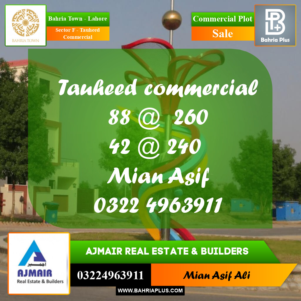 Commercial Plot for Sale in Sector F Tauheed Commercial Bahria Town