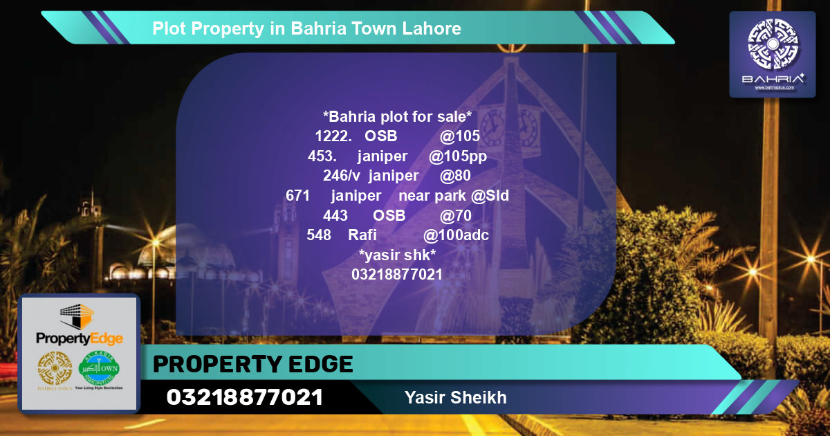Residential Plot for Sale in Overseas B Bahria Town, Lahore (BP