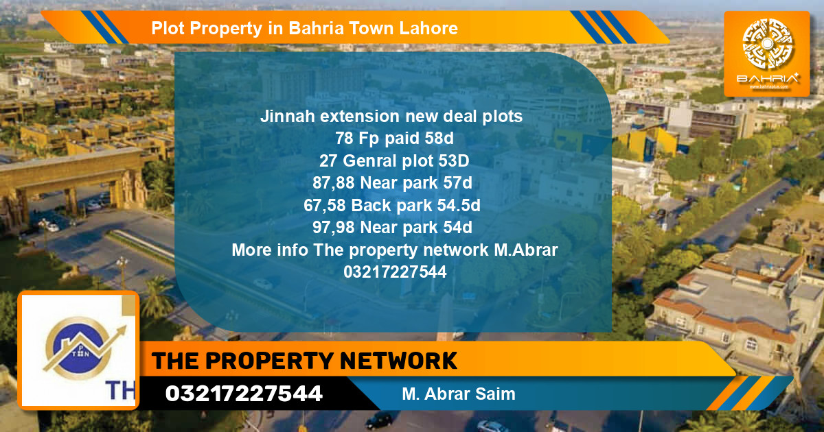 Residential Plot for Sale in Bahria Town, Lahore (BP19601) Bahria Plus