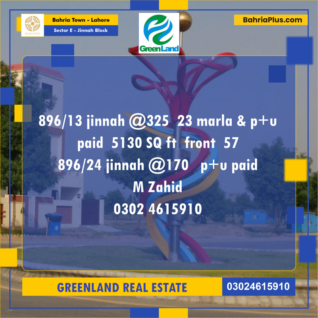 Residential Plot for Sale in Sector E Jinnah Block Bahria Town