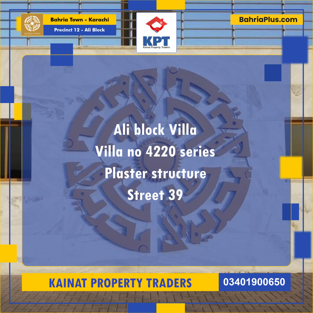 Residential Villa for Sale in Precinct 12 Ali Block Bahria Town