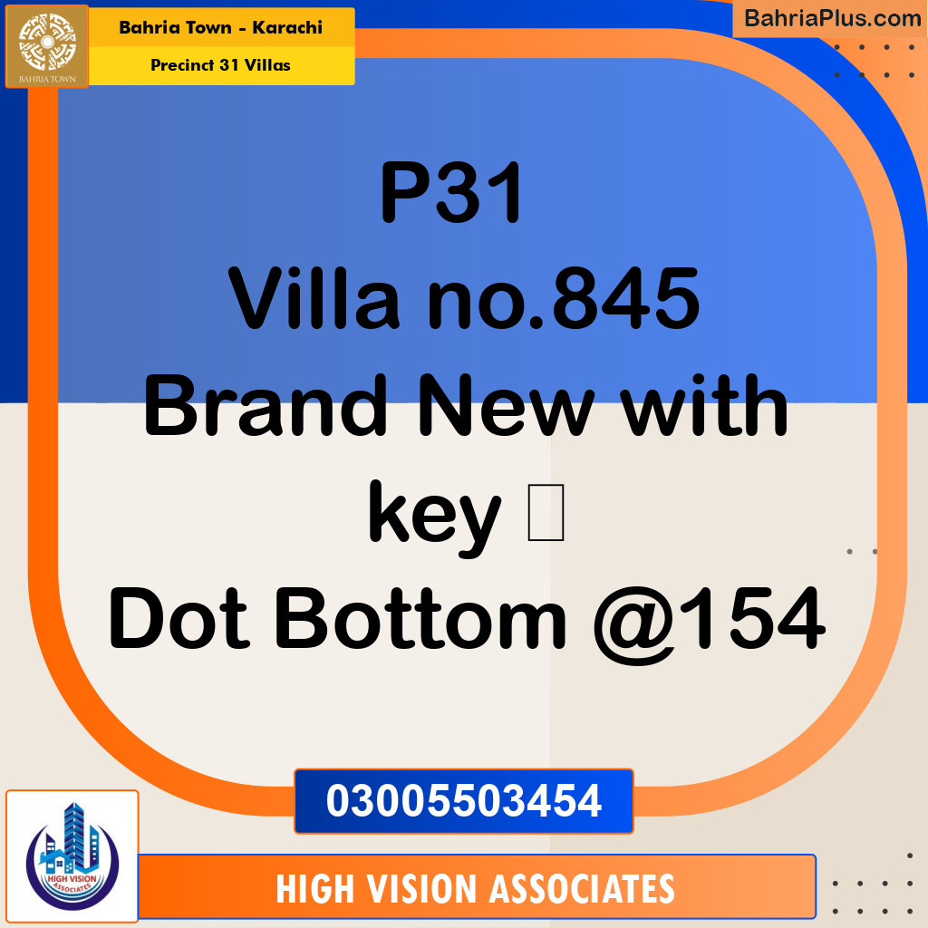 235 Sq. Yards Residential Villa for Sale in Precinct 31 Villas Bahria